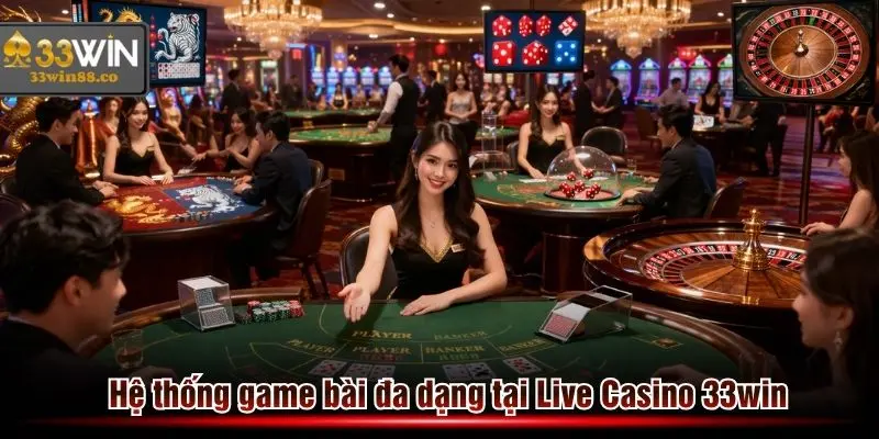 Hệ thống game bài đa dạng chất lương tại Casino 33win