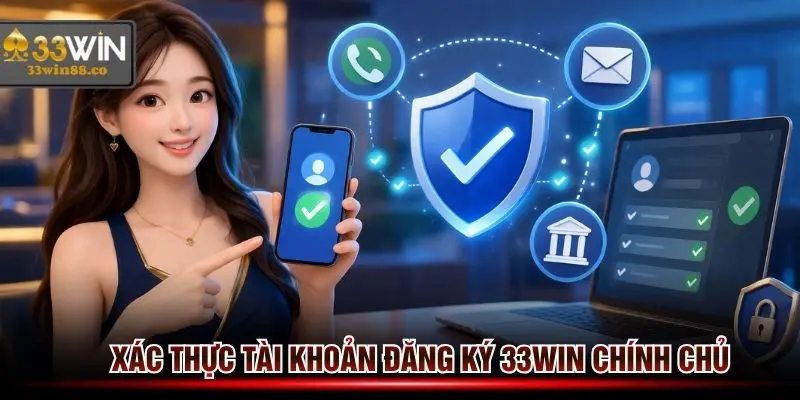 Xác thực tài khoản đăng ký 33win chính chủ để thuận tiện cho chính bạn sau này